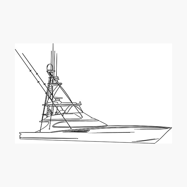 Sport Fishing Boat Sketch Photographic Print for Sale by Michael Garber