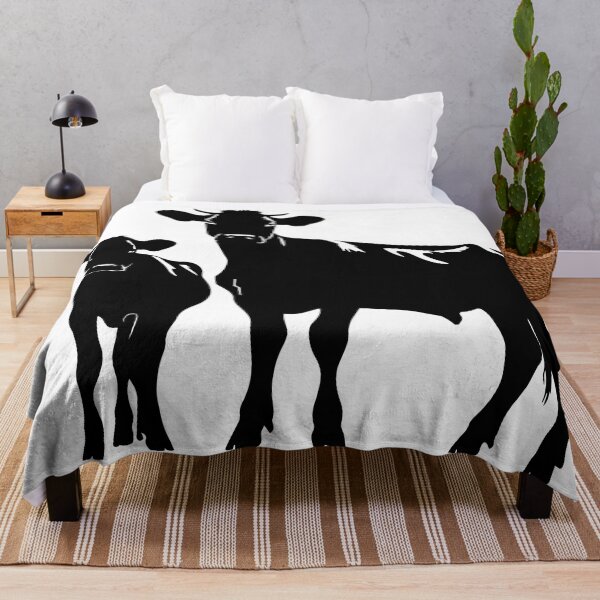 Item preview, Black and white silhouette of two cow designed and sold by janedewaard.