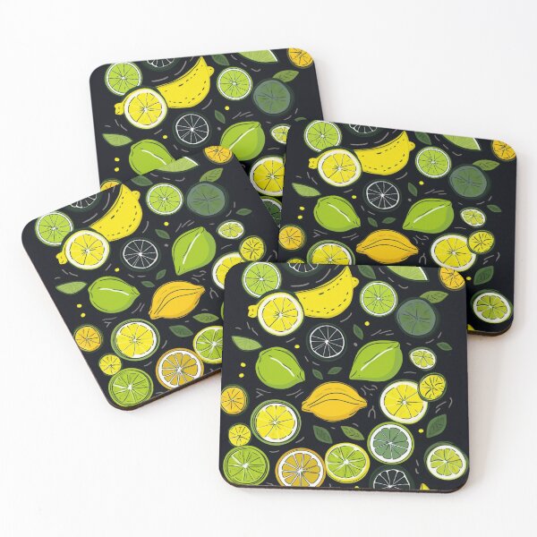 Item preview, Lemons, lemon halves on black background – FRUITS PATTERN 01 designed and sold by MadamPaperHazel.