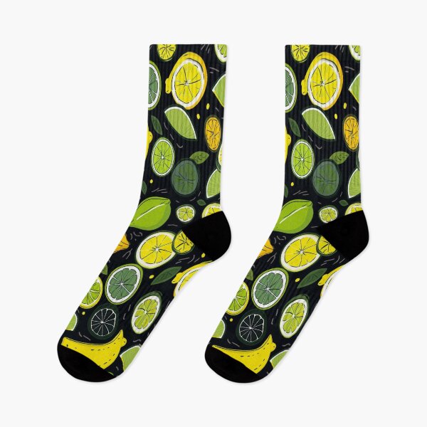 Item preview, Lemons, lemon halves on black background – FRUITS PATTERN 01 designed and sold by MadamPaperHazel.