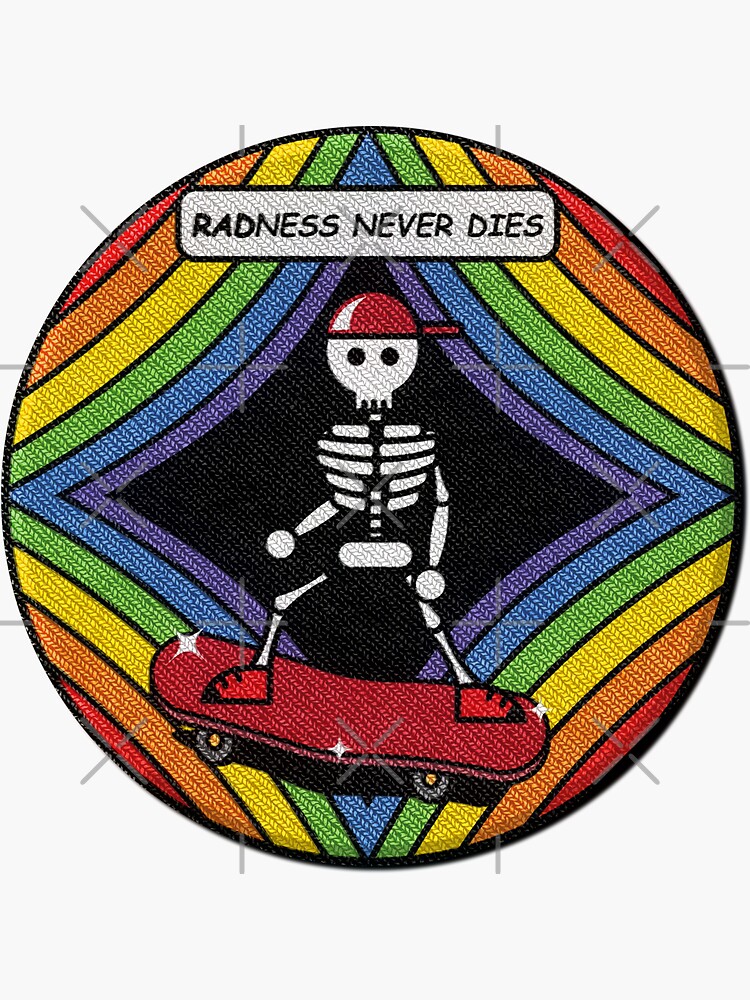 Radness never dies pun - cool iron patch design Sticker for Sale