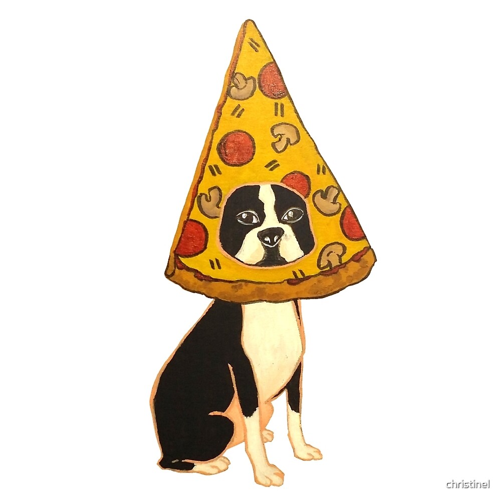 "Boston Terrier Pizza Dog" by christinel Redbubble