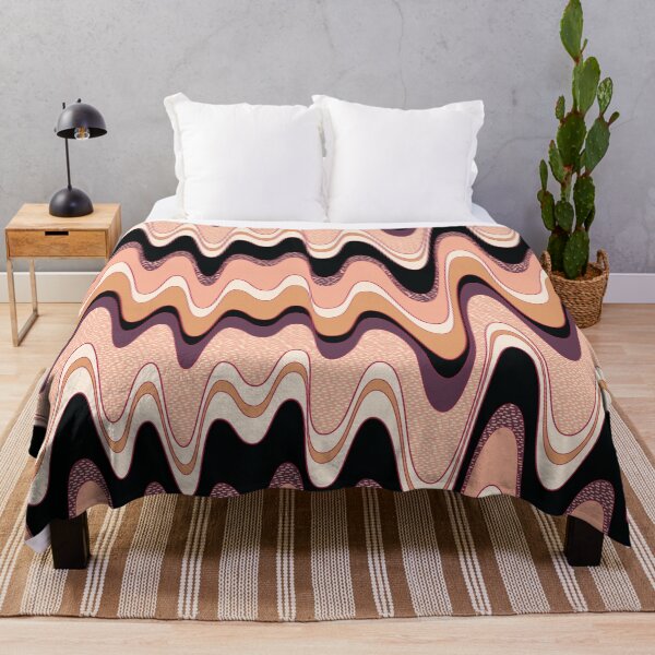 Item preview, Psychedelic Waves: A Retro Pattern of Colorful Nostalgia - apricot, beige, black designed and sold by Arubi-Art.