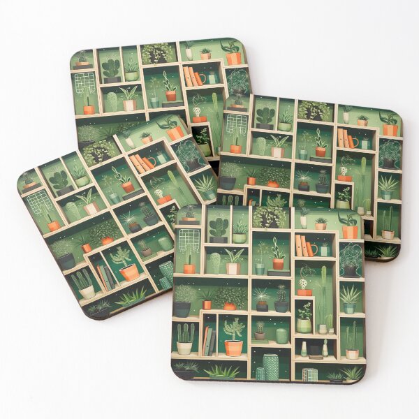 Item preview, Green Bookshelf with plenty of plants designed and sold by schamsyy.