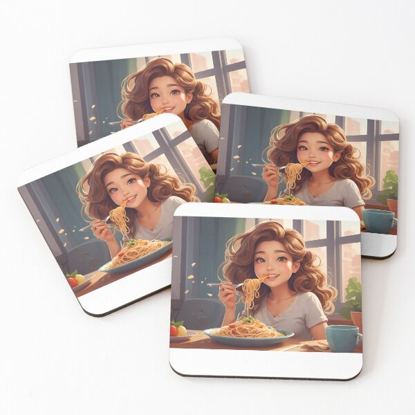 Item preview, girl eating spaghetti art designed and sold by Abdalla Hussein.