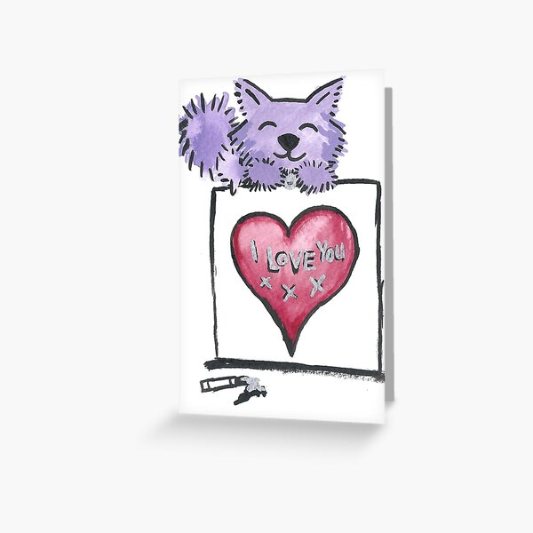 I love you - Purrple Kitty Greeting Card