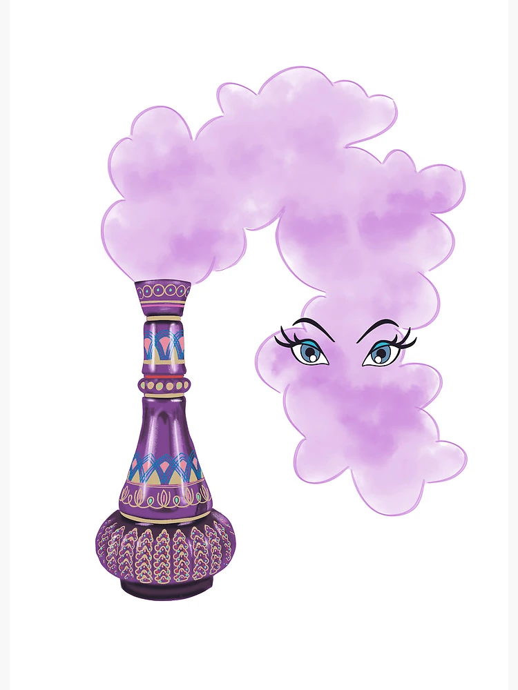 LJ958 I Dream Of Jeannie Genie Hand Painted Glass Blown Purple Mulberry  Bottle