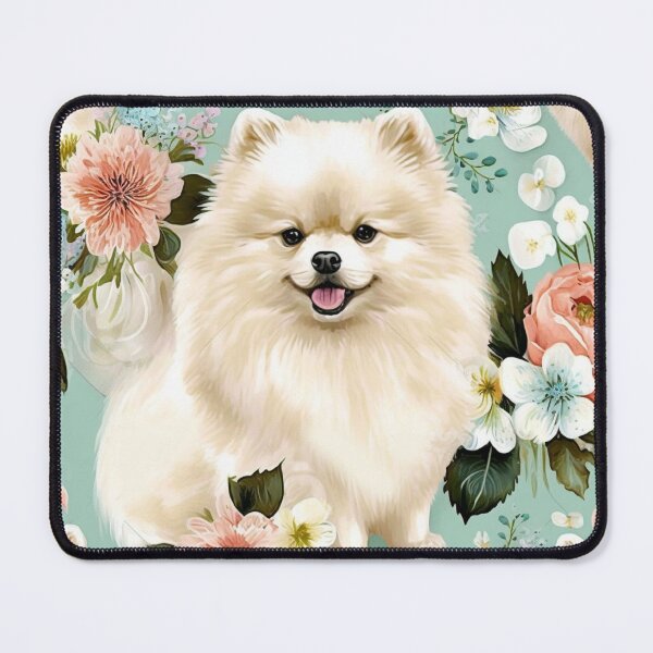 Item preview, White Pomeranian Dog |Floral Pomeranian | Pomeranian Puppy| Cute Pomeranian designed and sold by PawsandPages.