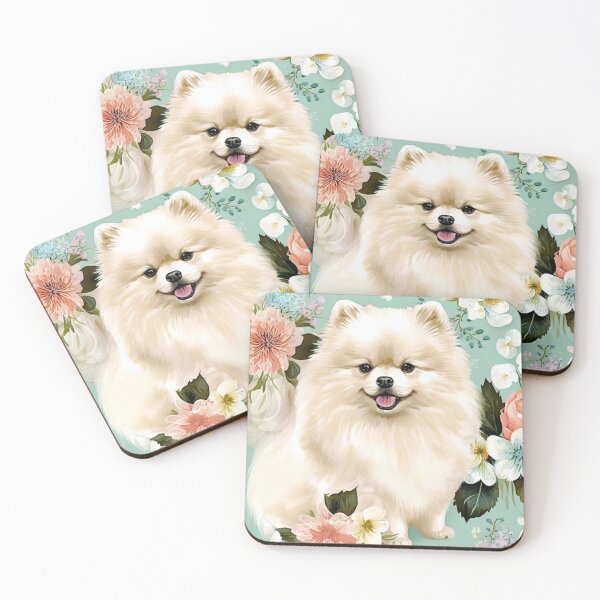 Item preview, White Pomeranian Dog |Floral Pomeranian | Pomeranian Puppy| Cute Pomeranian designed and sold by PawsandPages.