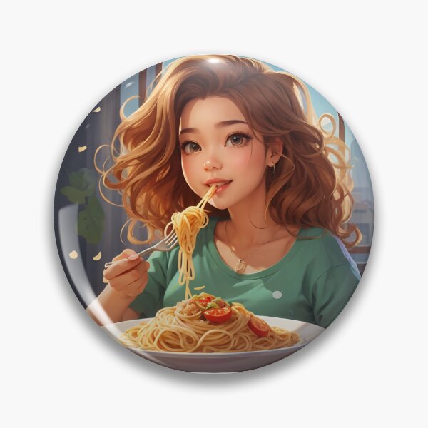 Item preview, girl eating spaghetti art designed and sold by Abdalla Hussein.