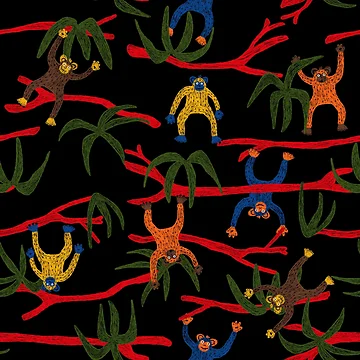 Artwork thumbnail, Color monkey pattern by BlackCatLab