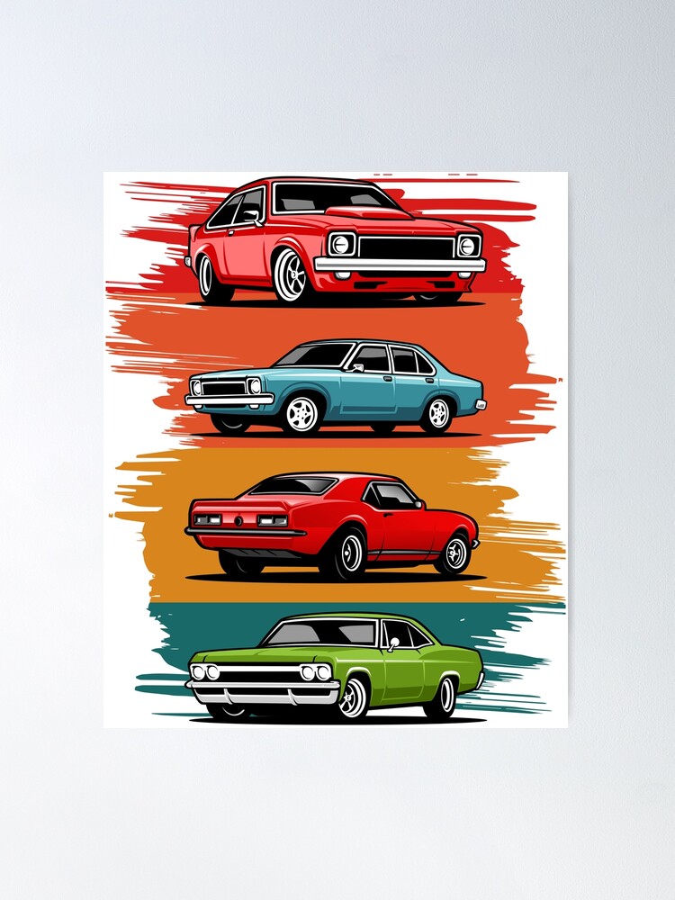 Póster de la colección de coches Coches de carreras Coches de Fórmula 1  Coches musculosos Impresión de arte de pared de coches clásicos -   España