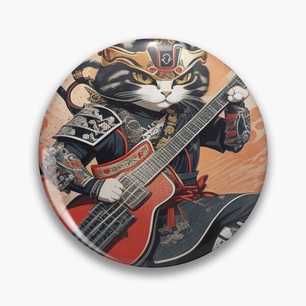 Item preview, Cat Samurai Warrior Playing Guitar T Shirt Merch designed and sold by PRINTS2HOT.