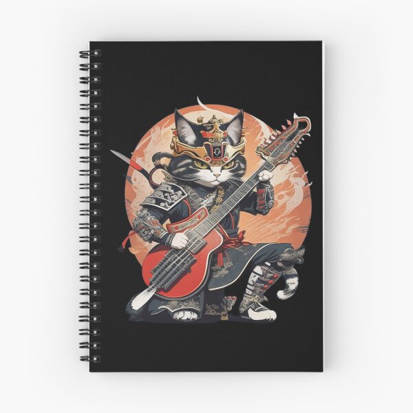 Item preview, Cat Samurai Warrior Playing Guitar T Shirt Merch designed and sold by PRINTS2HOT.