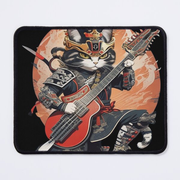 Item preview, Cat Samurai Warrior Playing Guitar T Shirt Merch designed and sold by PRINTS2HOT.