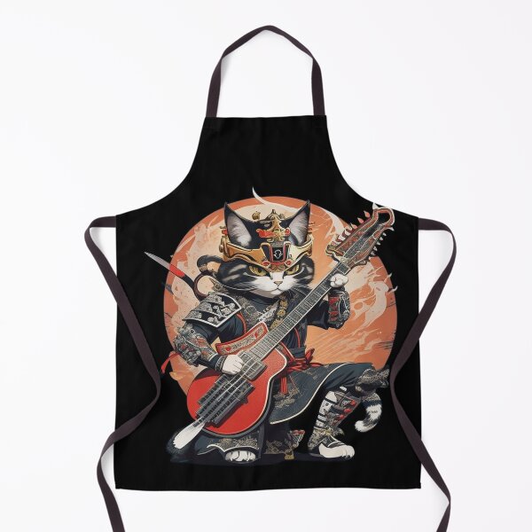 Item preview, Cat Samurai Warrior Playing Guitar T Shirt Merch designed and sold by PRINTS2HOT.