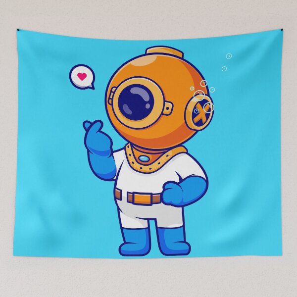 Item preview, Love Underwater: Cute Diver with Korean Love Heart Sign - Cartoon Vector Illustration designed and sold by hjian8219.