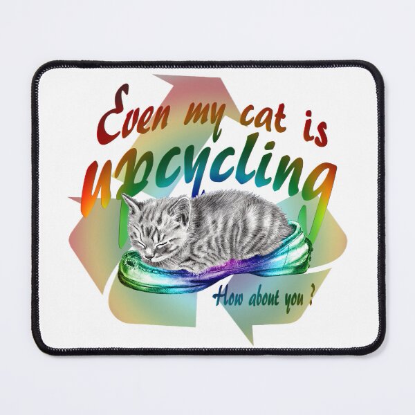 Item preview, Sleeping kitten in old shoe - graphite version, Upcycling text in English colorized rainbow 1 designed and sold by SylvieG18.