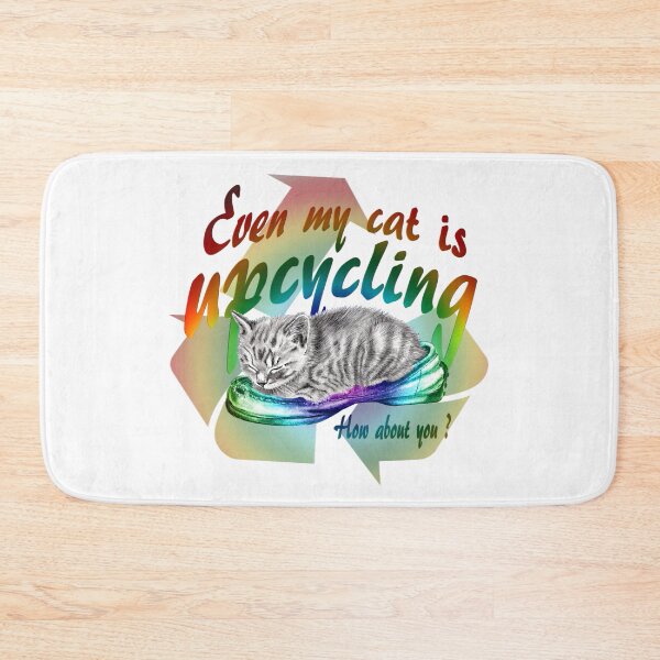 Item preview, Sleeping kitten in old shoe - graphite version, Upcycling text in English colorized rainbow 1 designed and sold by SylvieG18.