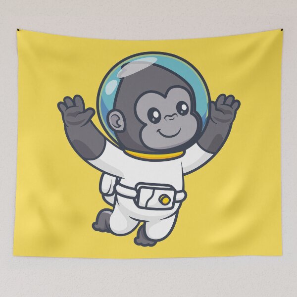 Item preview, Galactic Gorilla: Cute Gorilla Astronaut Floating in Space - Cartoon Vector Illustration designed and sold by hjian8219.