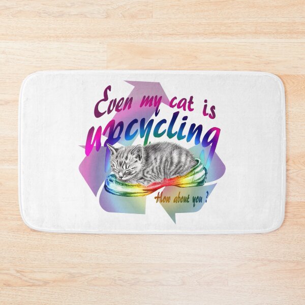 Item preview, Sleeping kitten in old shoe - graphite version, Upcycling text in English colorized rainbow 2 designed and sold by SylvieG18.