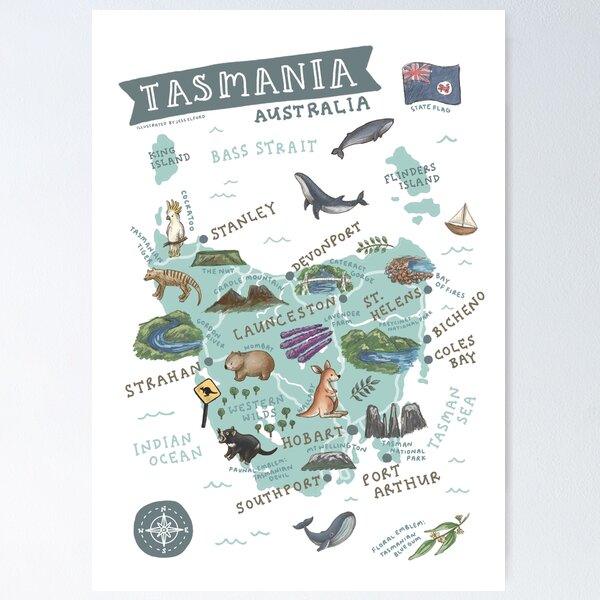 Item preview, Map of Tasmania designed and sold by Those Pencil Shavings.