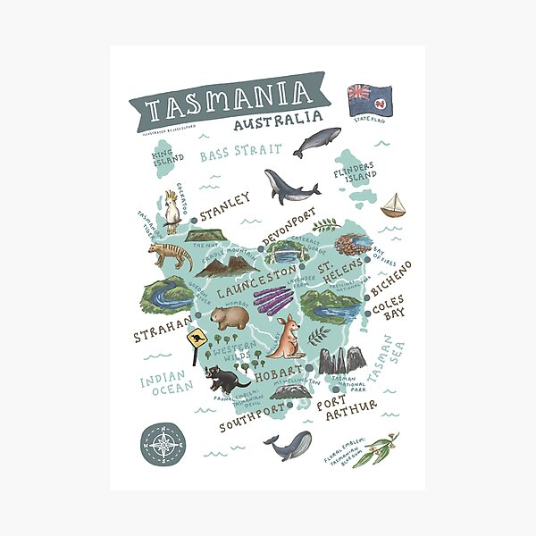 Item preview, Map of Tasmania designed and sold by Those Pencil Shavings.
