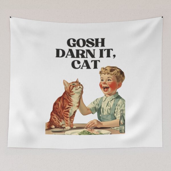 Item preview, Gosh Darn It, Cat! Funny Retro Vintage Design | Hilarious Feline Art designed and sold by KittyStampedeCo.