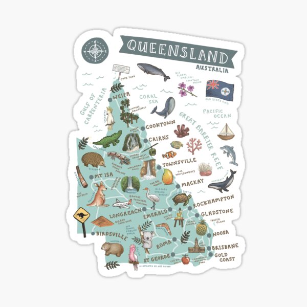 Item preview, Map of Queensland designed and sold by Those Pencil Shavings.
