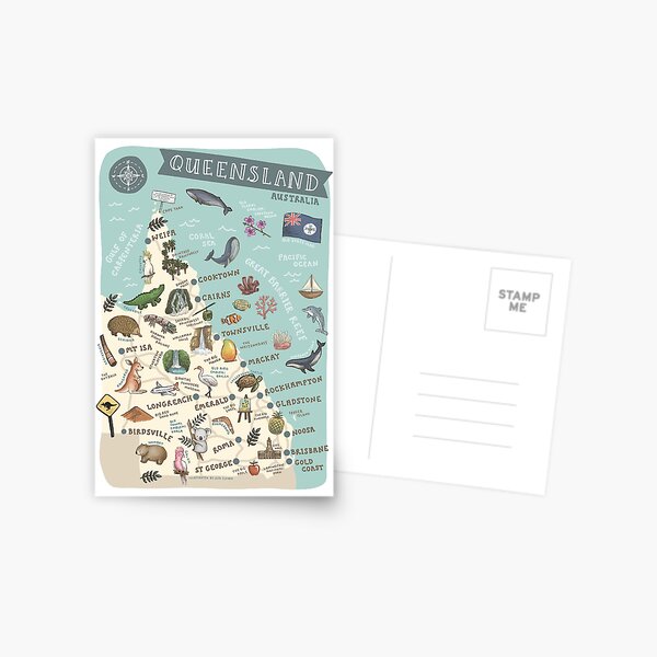 Item preview, Map of Queensland designed and sold by Those Pencil Shavings.
