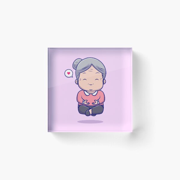 Item preview, Serene Grandmother: Cute Grandmother Meditation Yoga - Cartoon Vector Illustration designed and sold by hjian8219.