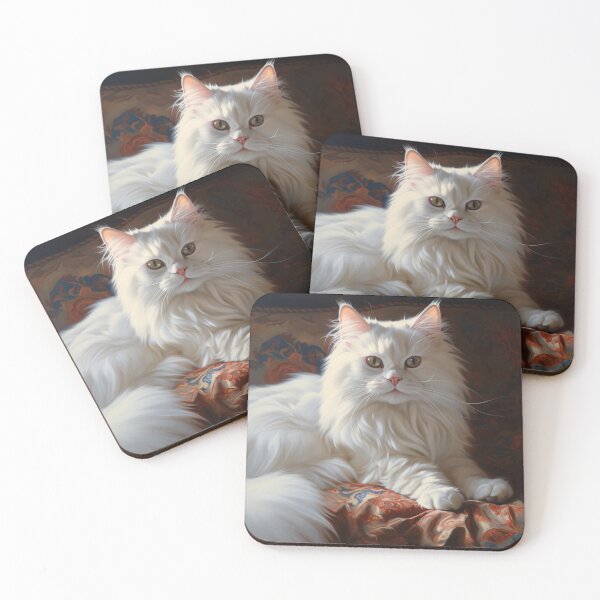 Item preview, White Long Haired Cat designed and sold by AerinDigital.