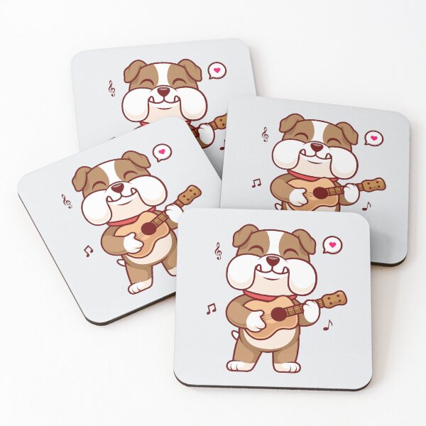 Item preview, Groovy Bulldog: Cute Bulldog Playing Guitar - Cartoon Vector Illustration designed and sold by hjian8219.