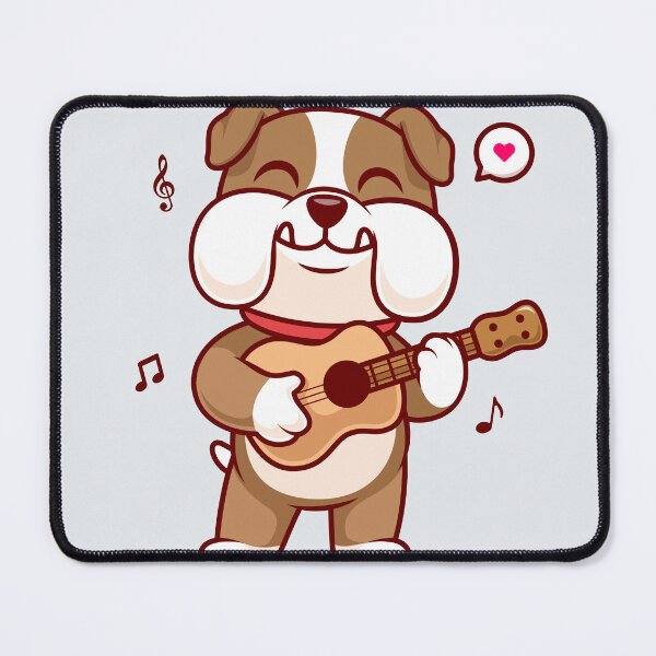 Item preview, Groovy Bulldog: Cute Bulldog Playing Guitar - Cartoon Vector Illustration designed and sold by hjian8219.