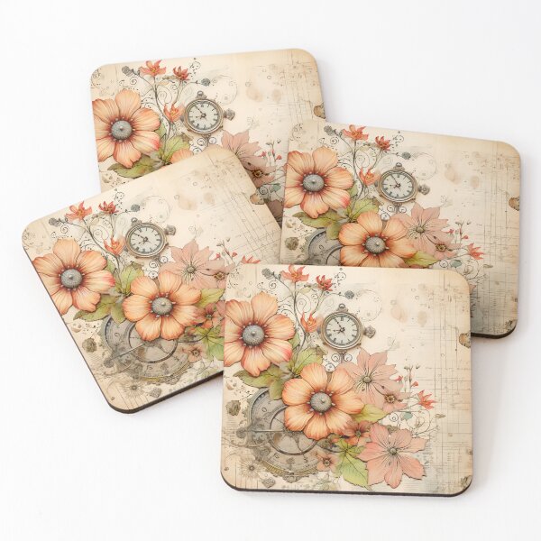 Item preview, Steampunk Flowers on old Manuscript designed and sold by BrandonArtWorld.