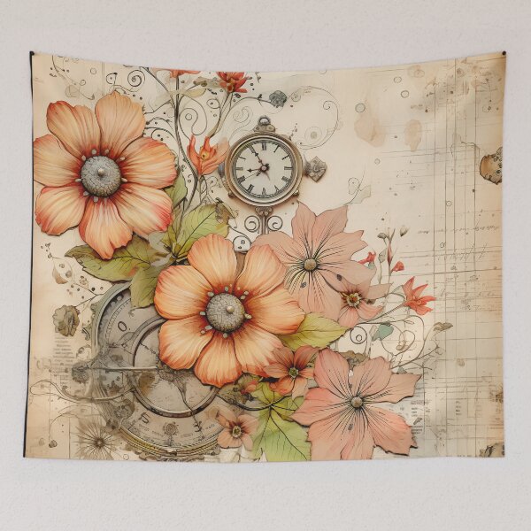 Item preview, Steampunk Flowers on old Manuscript designed and sold by BrandonArtWorld.