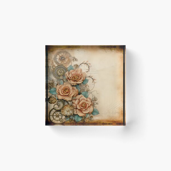 Item preview, Steampunk Flowers on old Manuscript designed and sold by BrandonArtWorld.