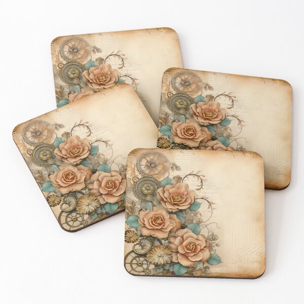 Item preview, Steampunk Flowers on old Manuscript designed and sold by BrandonArtWorld.