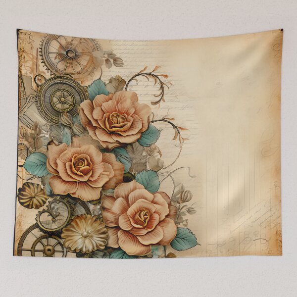 Item preview, Steampunk Flowers on old Manuscript designed and sold by BrandonArtWorld.