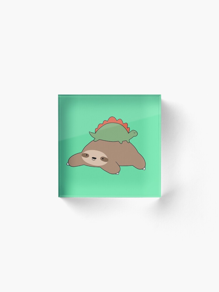 Alternate view of Sloth and Little Stegosaurus Acrylic Block
