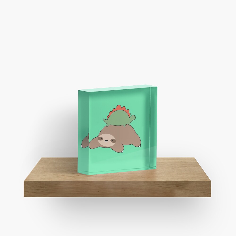 Sloth and Little Stegosaurus Acrylic Block