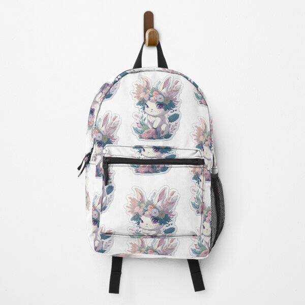 Artikelvorschau, Chibi-Baby, weißes und graues schlafendes Kaninchen mit Blumenkrone, Vintage-süßes Häschen, Flora, Aquarellfauna entworfen und verkauft von Print&Perfection  ⭐⭐⭐⭐⭐.