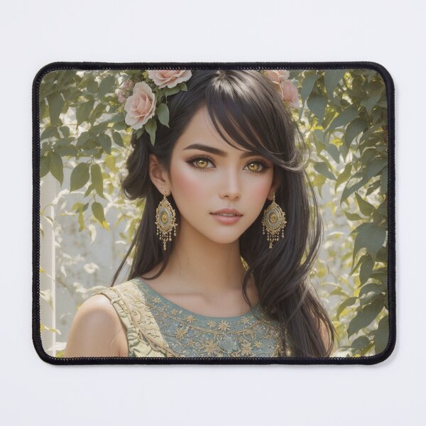 Item preview, Anime Character - Whimsical Garden Delight: Black-Haired Anime Model in Green Dress designed and sold by Kumahimeco.