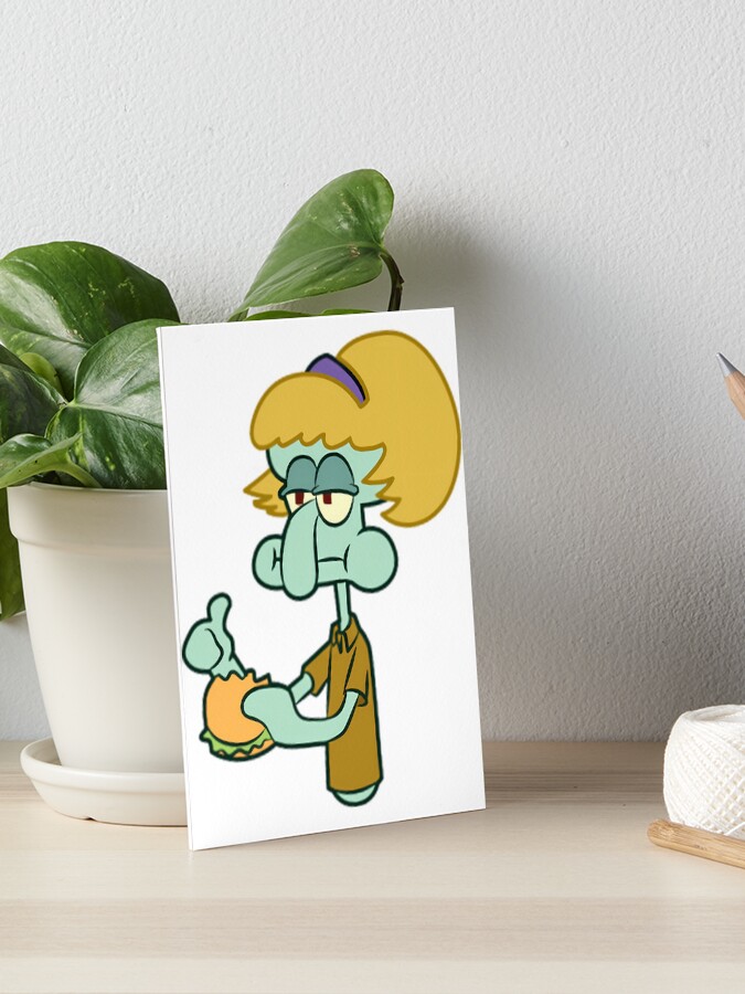 SpongeBob Squidward Wig Art Board Print