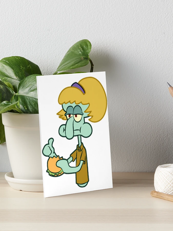 SpongeBob Squidward Wig Art Board Print