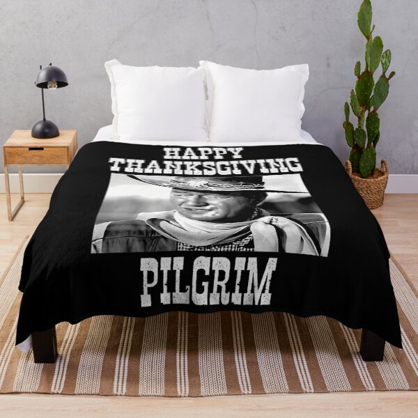 Item preview, John Wayne - Happy Thanksgiving Pilgrim Funny Cow BW designed and sold by ptlpzgxmvd63.