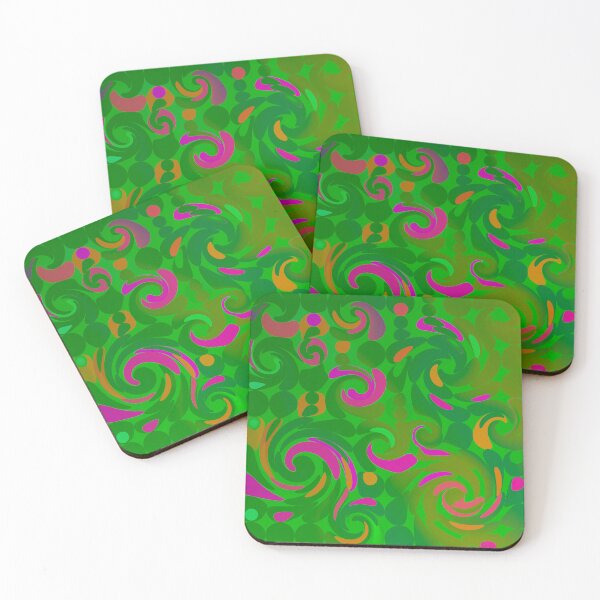 Item preview, Fuchsia green rolls. Abstract pattern of colorful curlers designed and sold by studio468.