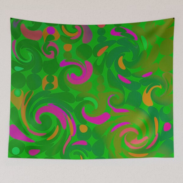 Item preview, Fuchsia green rolls. Abstract pattern of colorful curlers designed and sold by studio468.