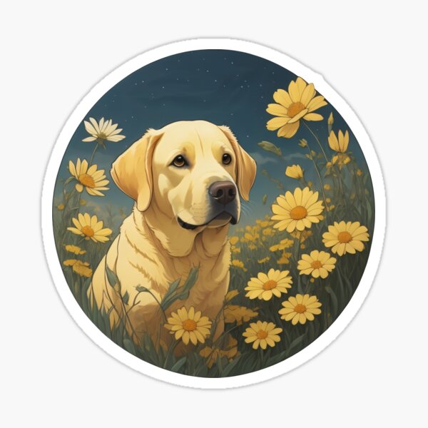 Item preview, Yellow Lab Night Garden designed and sold by PetAndPetal.