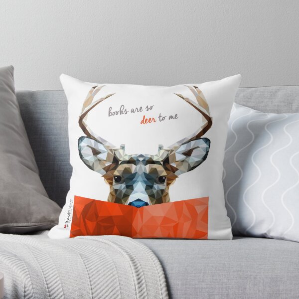 "Books are so deer to me" - Animal Booklove Throw Pillow